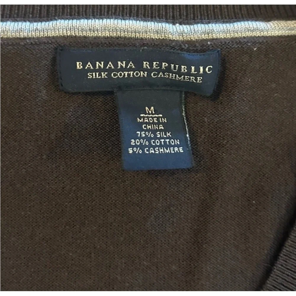 Banana Republic Sweater Mens‎ Size Medium Brown Silk Cotton V Neck
